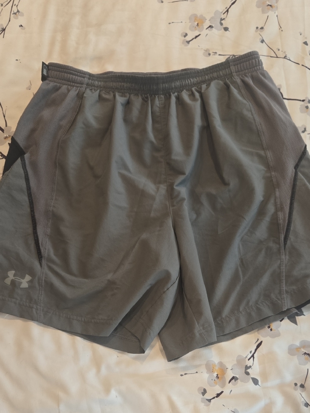 Under Armour Men's Gray Athletic Shorts with Black Mesh Panels